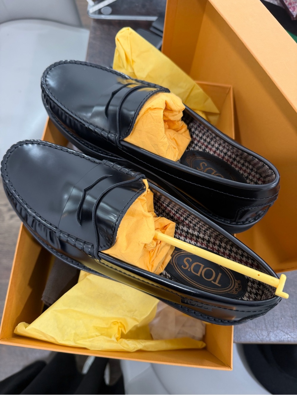 Tod's Black Leather Penny Loafers for Men